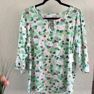 🌴Coral Bay Women’s Holiday Christmas 3/4 Sleeve Top Size 1X